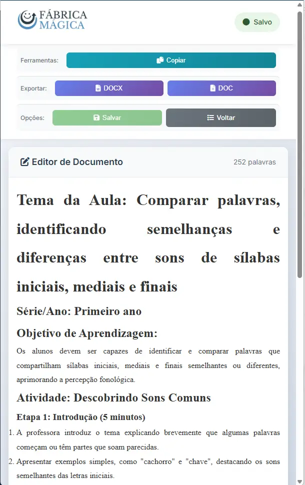 Exemplo de Atividades Pedagógicas